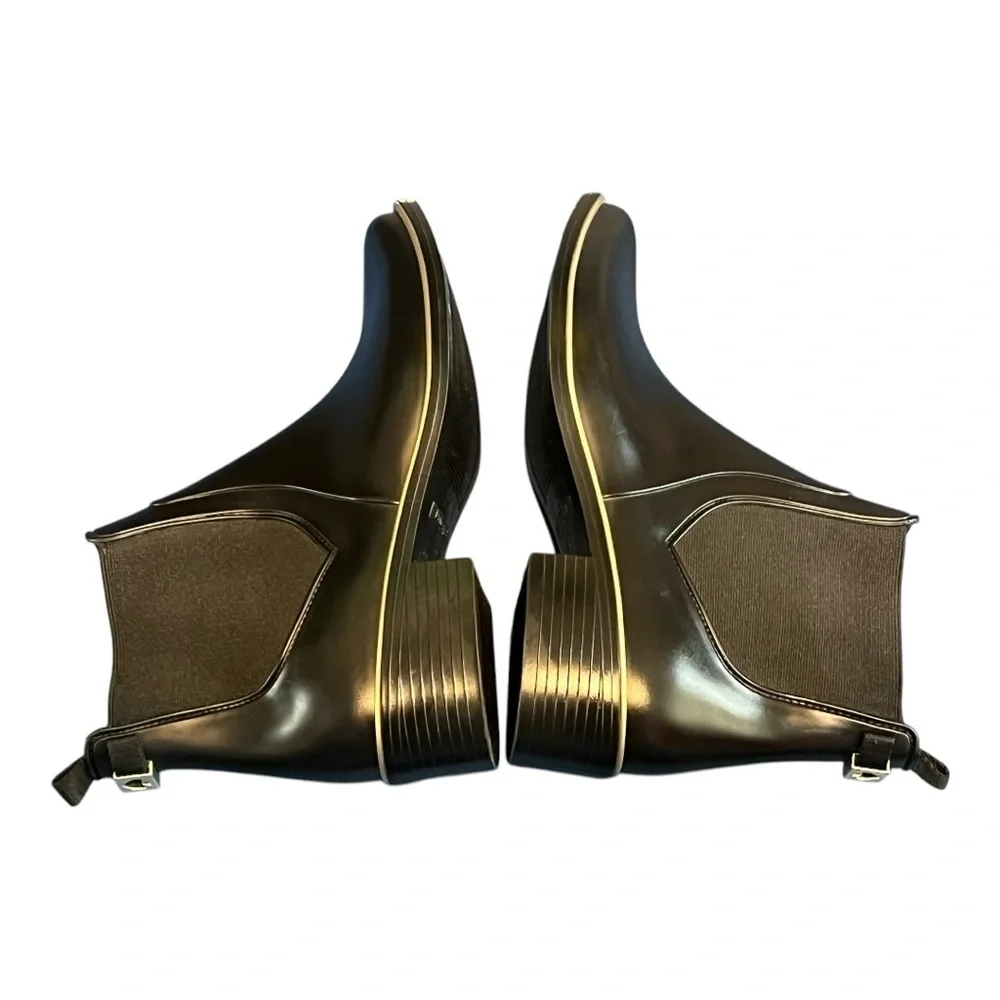 Kate Spade Sedgewick Rubber Rain Boots Size 9 Black & Gold Trim